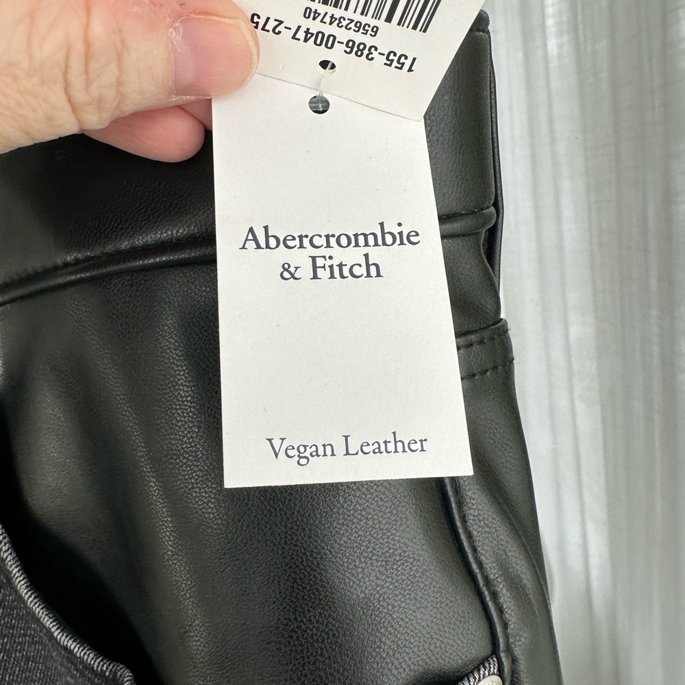 NWT Abercrombie‎ & Fitch Jeans 20r Faux Leather Ankle Straight Ultra High Rise - Picture 5 of 10